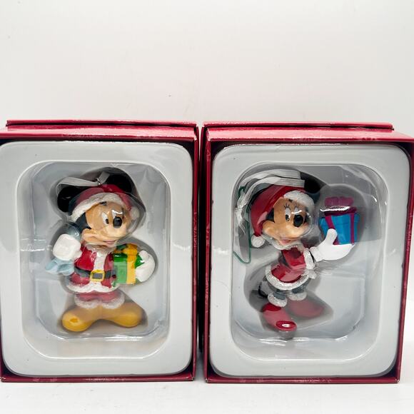 Disney Hallmark Mickey Mouse and Minnie Mouse Christmas Ornament Set in Box - Picture 1 of 4